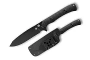 Spyderco Skoli, FB53GPBK, Skoli All Black, Spyderco Fixed Blade, 9Cr18MoV Stahl, Taktisches EDC Messer, Boltaron Scheide, Outdoormesser schwarz, Com2you-biwak
