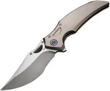 Rike Knife S05, Rike S05 Silver Gray, Rike Knives S05 Titan, Titan Framelock Messer, M390 Taschenmesser, silbernes EDC Messer, Premium Klappmesser