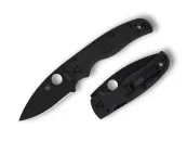 Spyderco Shaman Lightweight, C229PBBK, Shaman FRN glatt, Shaman All Black Plain, CTS BD1N schwarz, Compression Lock, Leichtes Taktisches Messer, Com2you-biwak