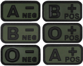Klettabzeichen, schwarz/oliv, Blutgruppe